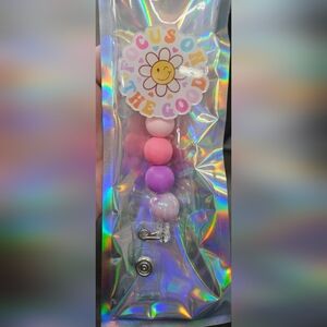 Pink and Purple Beaded Badge Reel